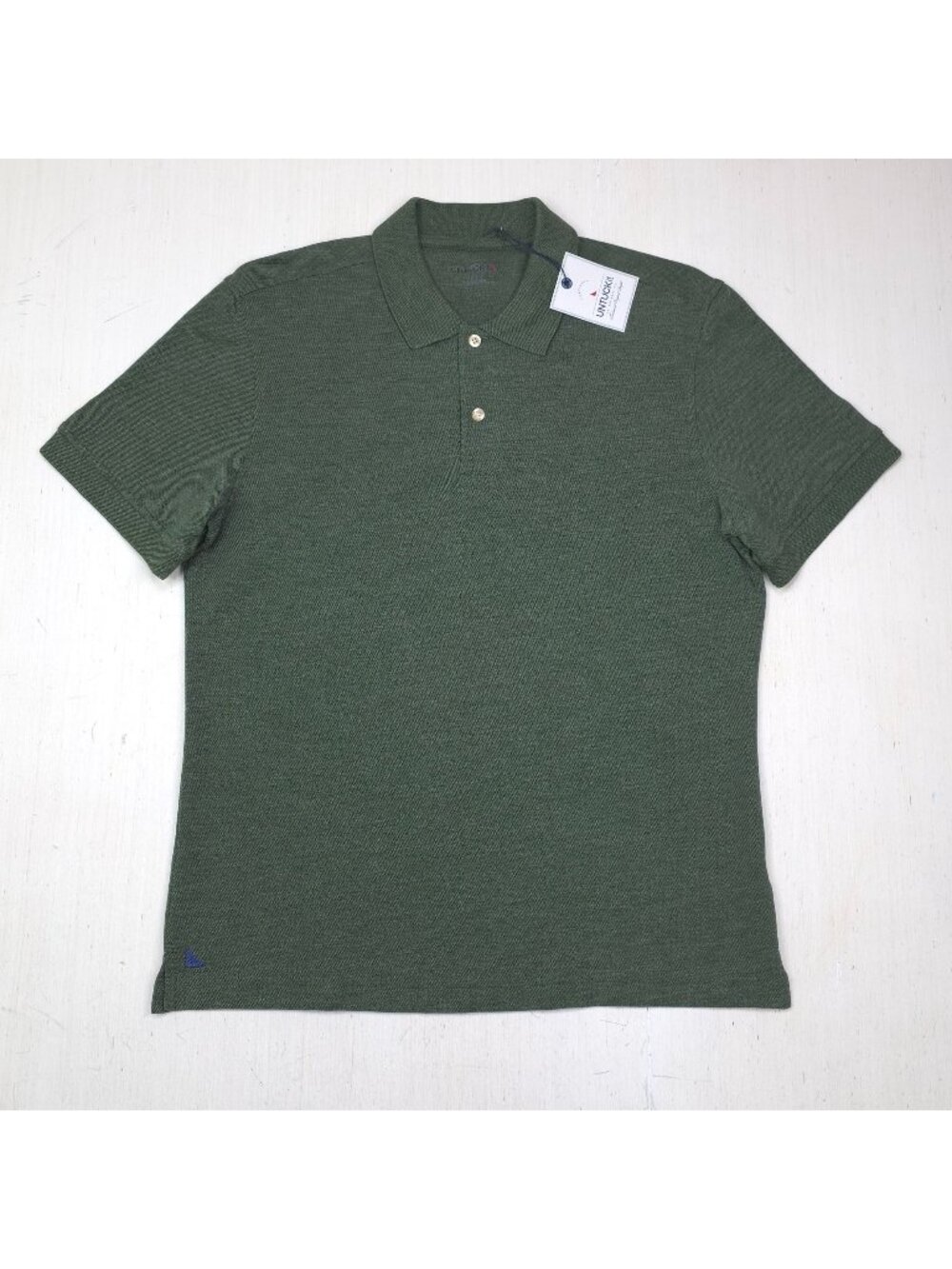 Untuckit Mens Green Long Sleeve Polo Shirt Medium Cotton Blend